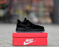 Кросівки на хутрі Nike Air Force Winter Suede Black / Найк Аір Форсе Чорні зимові Хутро