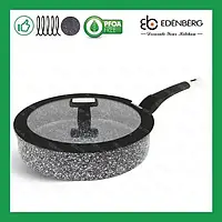 Сковорода глибока 28 см з кришкою та гранітним антипригарним покриттям Edenberg EB-3325