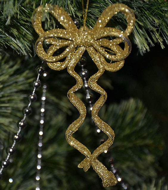 Новорічна прикраса Бант подвійне золото 0115