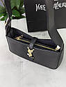 Чорна жіноча сумка клатч багет на одне плече, Молодіжна наплічна сумочка крос-боді з довгою ручкою, фото 3