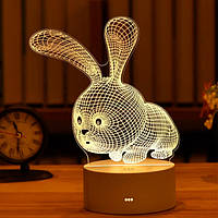 Светодиодная 3D-лампа от USB "Заяц" Creative Visualization Lamp