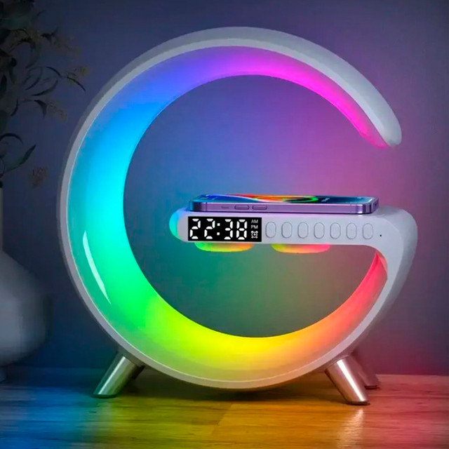 Нічник із бездротовою зарядкою 15W і Bluetooth колонкою 3W RGB Smart Light Sound Machine BT3403