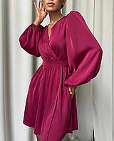 Женское шелковое платье 210 (42-44; 44-46) (цвета: малина, электрик, пудра, черный, бежевый) СП