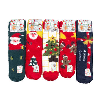 Новорічні жіночі норкові шкарпетки з кашеміром Корона