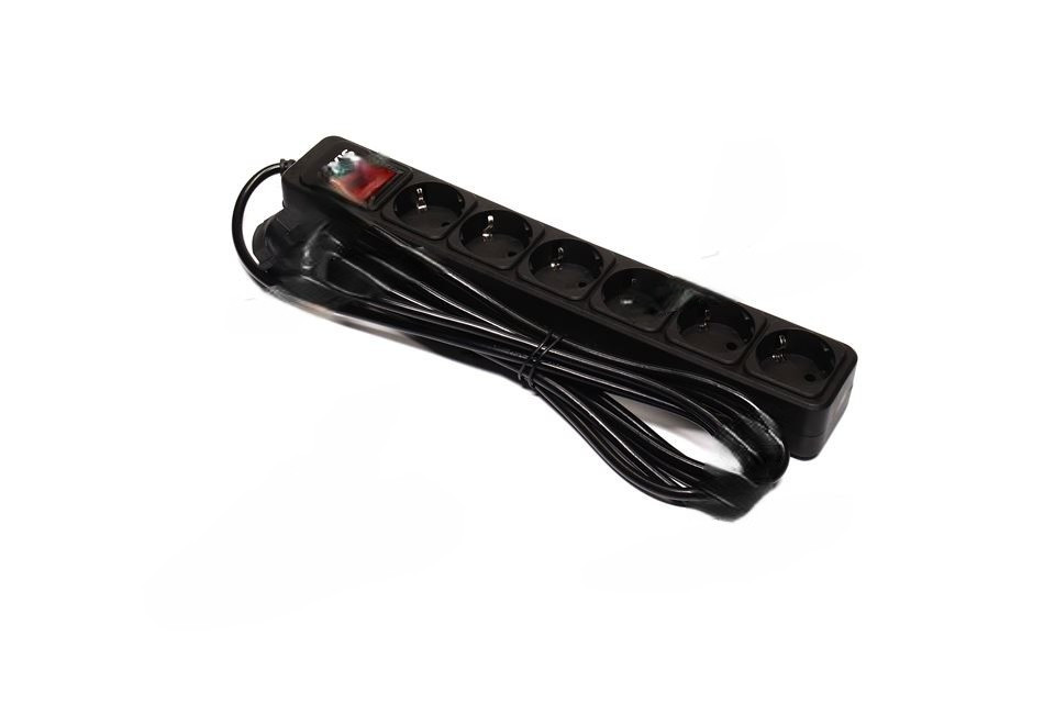 Сетевой фильтр, удлинитель Optima Base 6 3m BLACK провод 3*0,75мм2 ax-1262