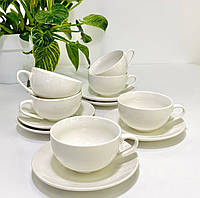 Набір Чашка з блюдцем Біла кава 6 чашок 6 блюдець 200 мл HoReCa кераміка