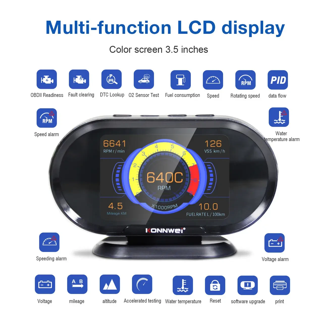 Бортовий комп'ютер OBD2 Konnwei KW206 БК борт комп'ютер обд2