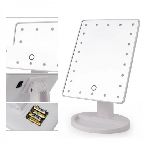 Косметичне настільне дзеркало для макіяжу з підсвіткою 22 LED Touch Mirror LK2303-29 Біле
