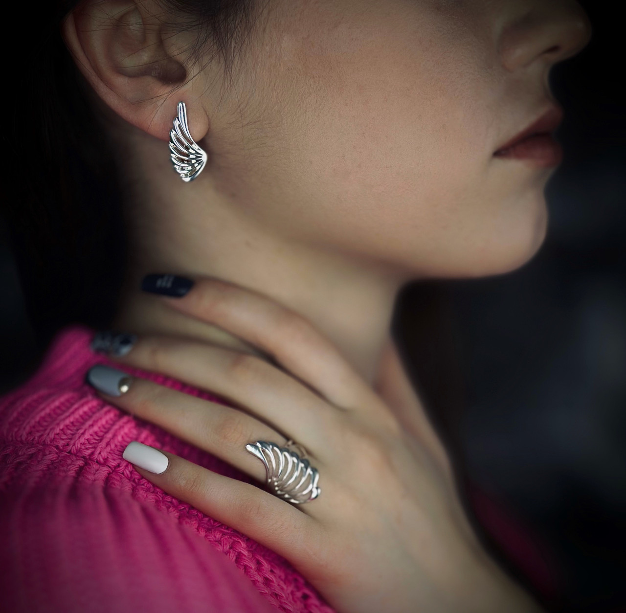 Срібний комплект прикрас “Крило” — символ свободи та сили духу 🕊️, фото 1