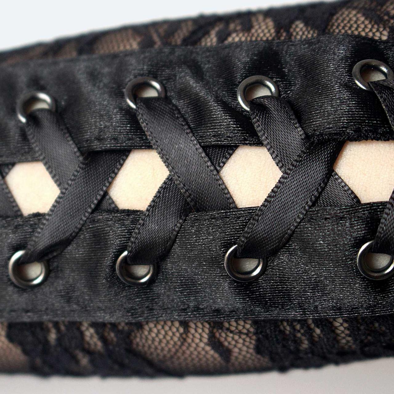 Перчатки женские черные на шнуровке - фото 2 - id-p2042673958