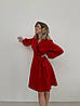 Червона жіноча вишукана вечірня сукня на запах до середини стегна з креп-костюмки, фото 7