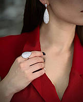 Срібний комплект прикрас «Діамантова краплина» з кубічним цирконієм, покритий родієм