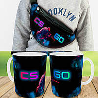 Подарунковий набір: Сумка-бананка + Кружка контр-страйк "Counter-Strike" дитячий, для хлопчика (0290)