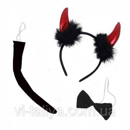 Рожки Чортеня, чортик (роги, хвіст, метелик), фото 1