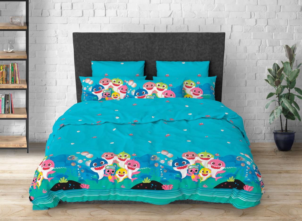 Дитячий полуторний комплект постільної білизни 150*220 ранфорс на блискавці (21777)