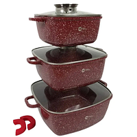 Набор каструль с керамическим антипригарным покрытием, набор посуды для индукционных плит на подарок