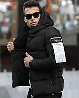 Куртка Stone Island чоловіча зимова парка тепла з капюшоном зима Стон Айленд чорна