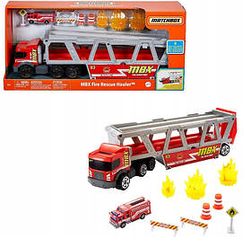 Вантажівка-транспортер Дорожня пригода пожежна машина Matchbox Матчбокс Хот Вілс Hot Wheels GWM23 оригінал