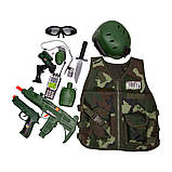 Війсковий набір D 012А жилет, автомат, пістолет, граната, каска, ніж, окуляри, рація, у пакеті, фото 5