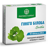 Гінкго білоба Lecithin 60таб. «Рослина Карпат» покращення мозкового кровообігу і поліпшення пам'яті.