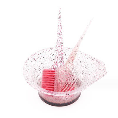 Набір для фарбування Hots Professional Beauty Pink: пензлик, пензлик-гребінець і миска 180 мл (HP1019-PN)