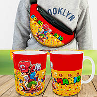 Подарунковий набір: Сумка-бананка + Кружка Супер Маріо, дитячий, для хлопчика (0295)