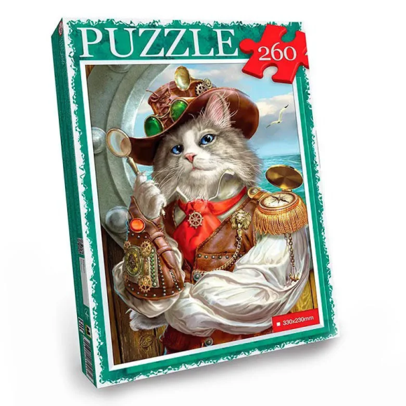 Пазл "Кіт у капелюсі" Danko Toys C260-13-01, 260 ел., фото 1