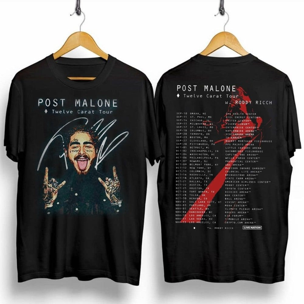 Футболка чорна LOYS реп post malone-twelve carat tour 20 XS