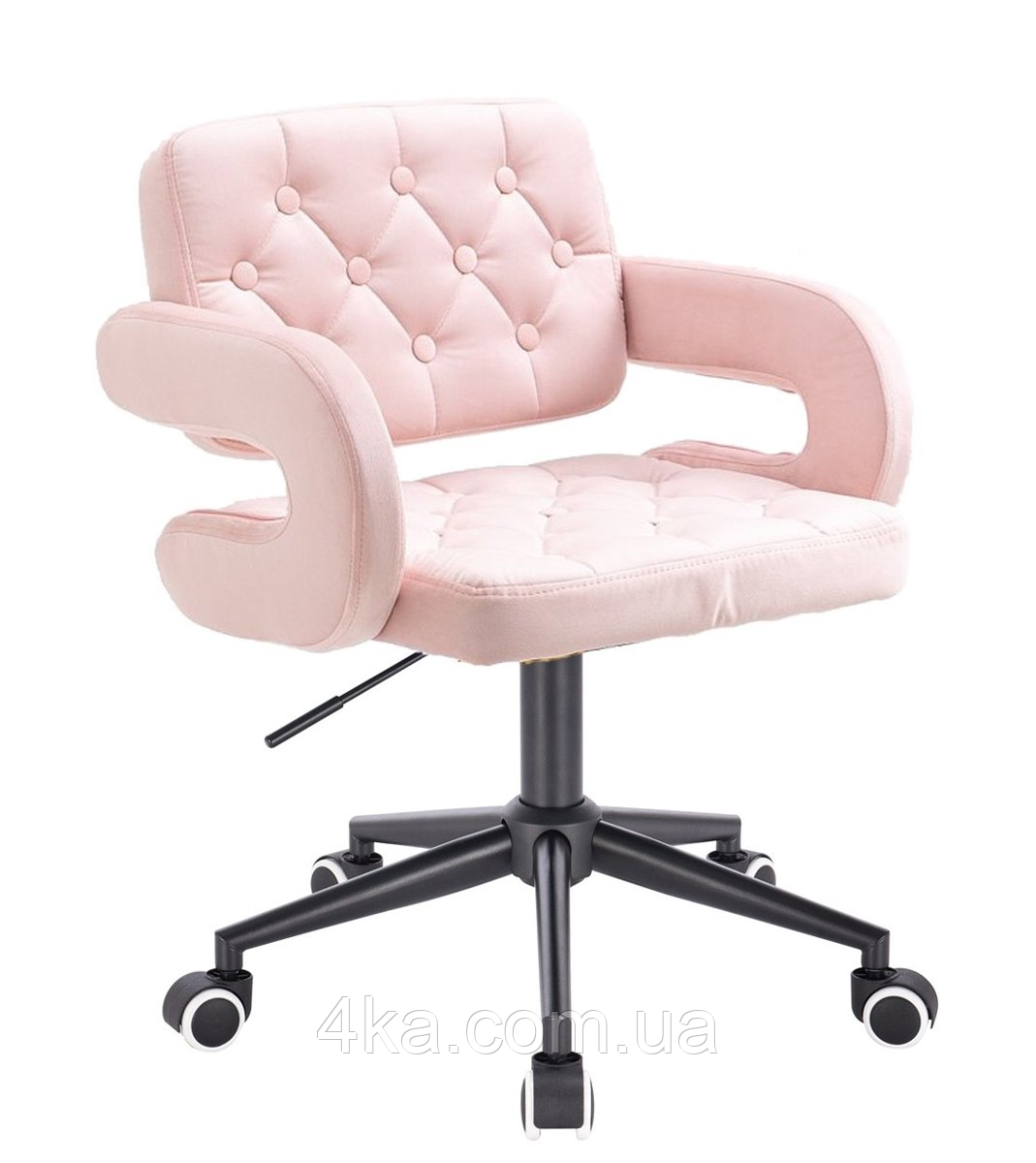 Крісло на колесах НR8403К, велюр, пудра, база чорна