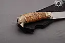 Нож ручной работы "Огненный сокол" 140х29х5мм из нержавеющей стали и рукоятью из капа клена, фото 5