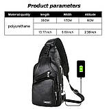 Стильна чоловіча нагрудна сумка чорна, фото 5