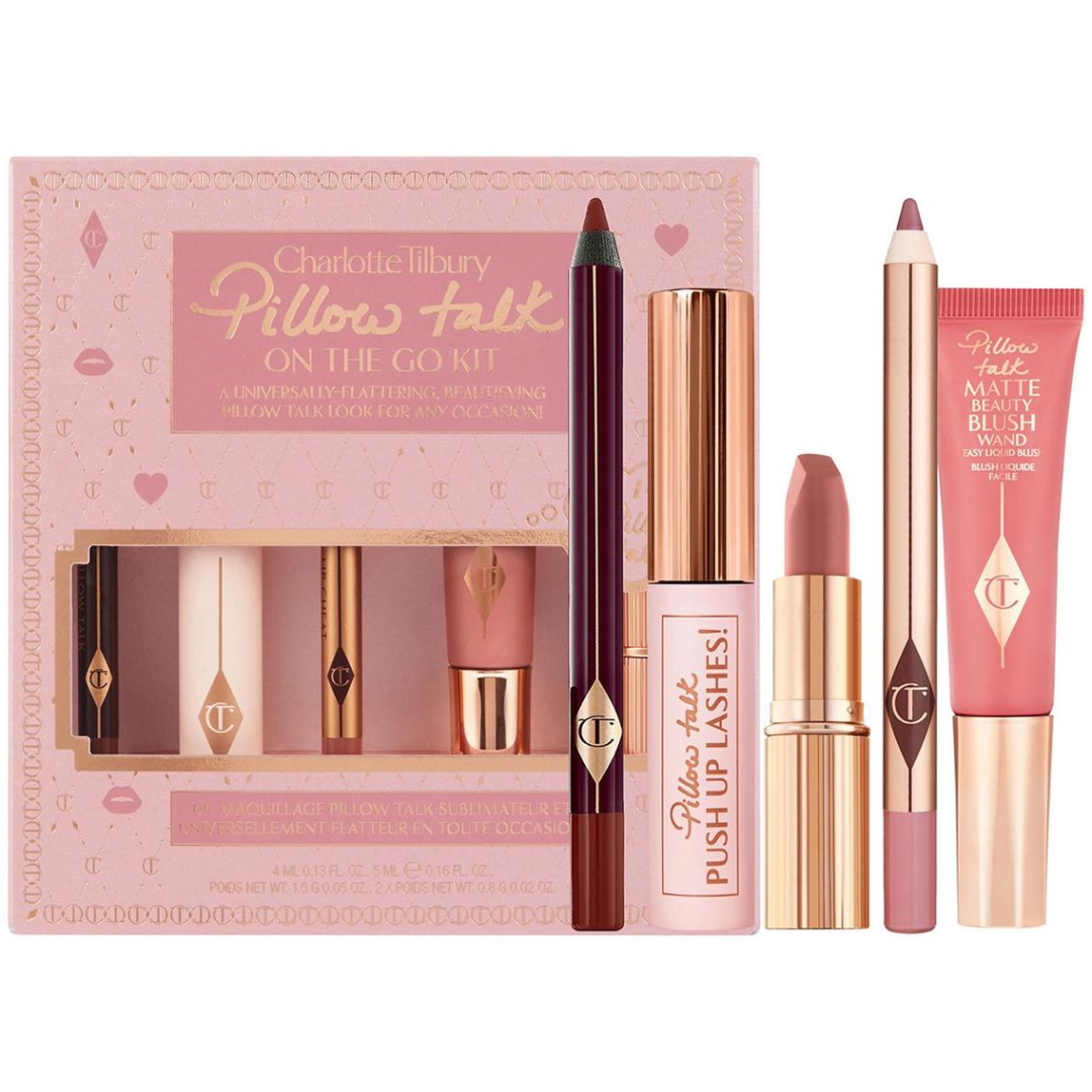 Набір для макіяжу губ і очей Charlotte Tilbury Pillow Talk On The Go Kit 0.8 г х 2 + 1.5  г + 4 мл + 5 мл