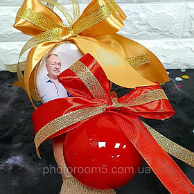 Новорічні кулі з Фото односторонні (1 фото) Червоний