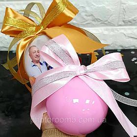 Новорічні кулі з Фото односторонні (1 фото) Рожевий
