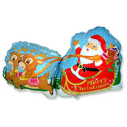 Гелієва фігура куля " Дід Мороз на санях" Flexmetal