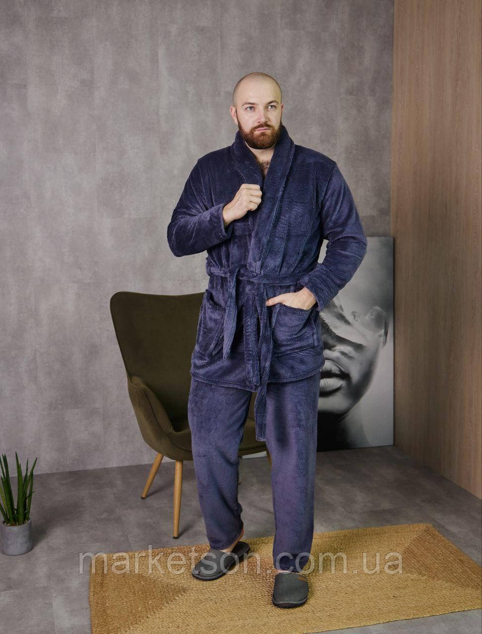 Чоловіча піжама махрова тепла домашній костюм L,XL,2XL