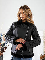 Куртка дубленка женская экокожа на меху искусственный мутон разм.42-48