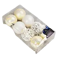 Елочные новогодние шарики Stenson 9632 пластиковые 6см в наборе 8шт