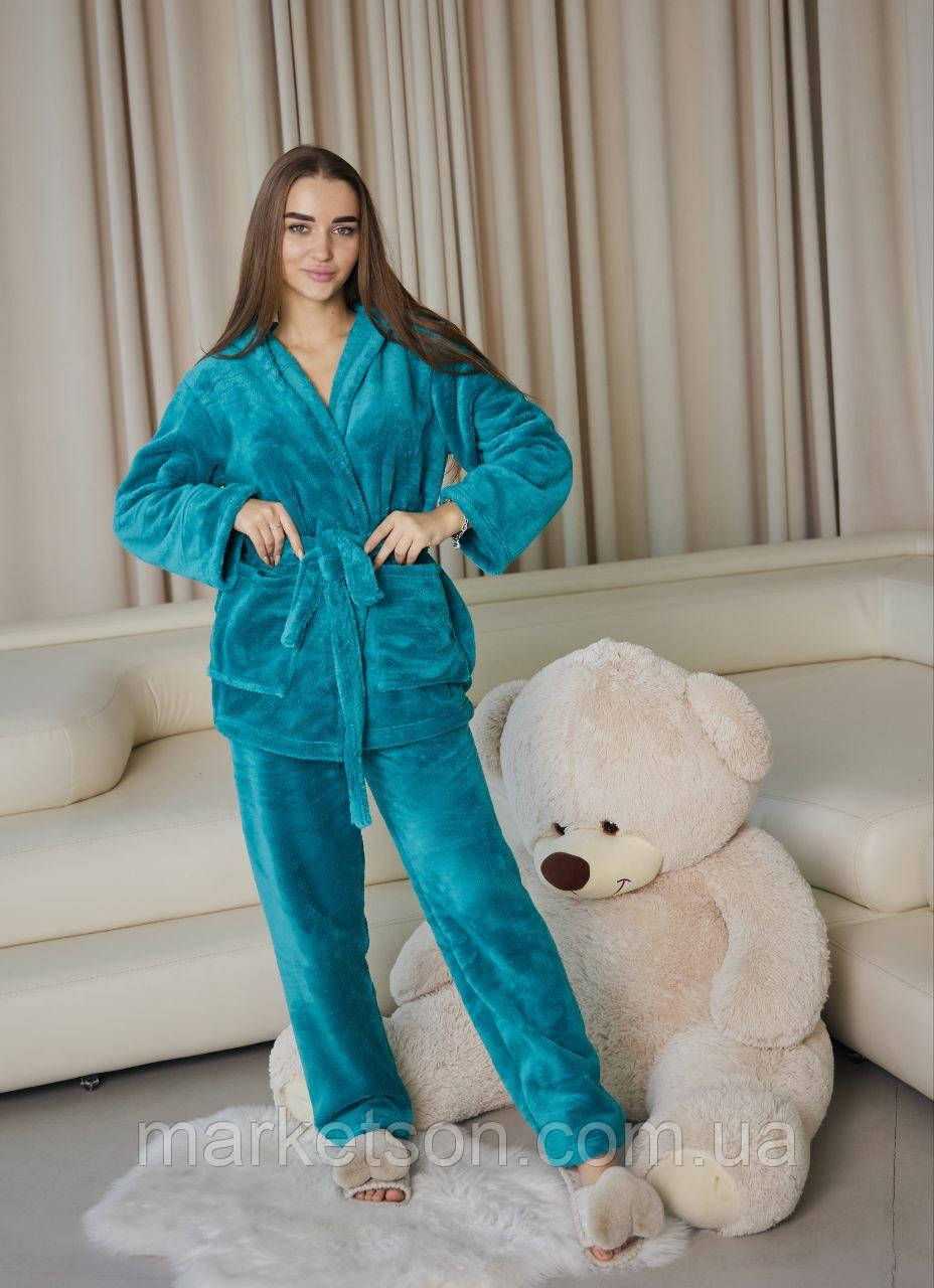 Жіноча піжама махрова домашній костюм р. S,M,L,XL