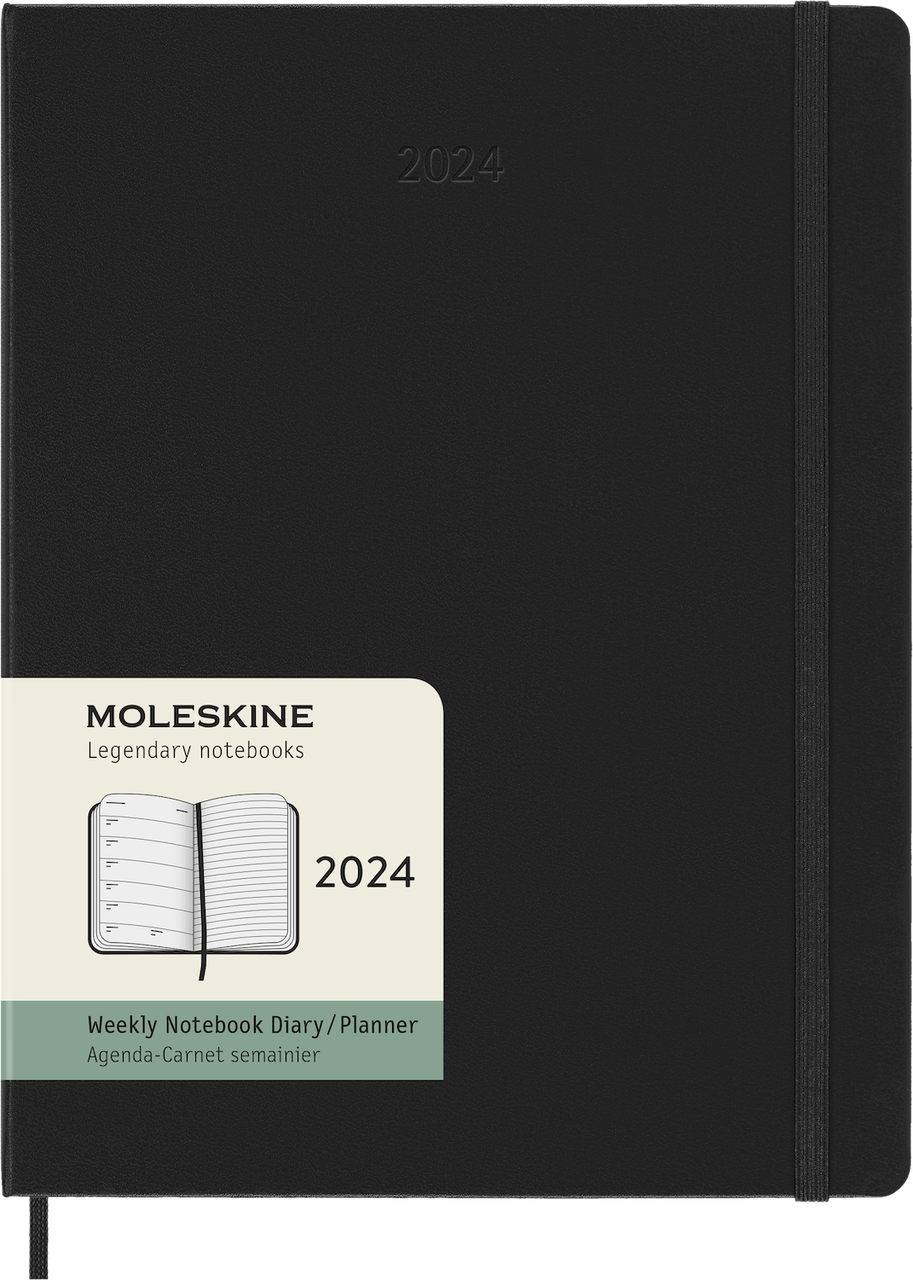 Щотижневик Moleskine 2024 великий 19х25 см чорний (8056598856774)