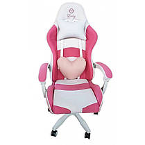 Крісло комп'ютерне геймерське Bonro Lady 807 рожеве тканина з 2 подушками для дівчинки дівчини, фото 4