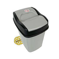 Прямокутне відро для пакетів під сміття 15Л FLAT VORTEX пластик, сірий SNMZ, фото 4