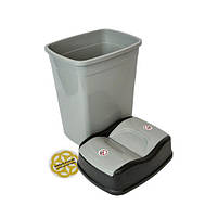 Прямокутне відро для пакетів під сміття 15Л FLAT VORTEX пластик, сірий SNMZ, фото 3