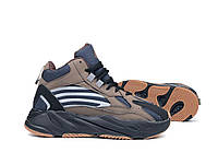 Женские зимние кроссовки на меху Adidas Адидас Yeezy Boost 700, коричневые. 36