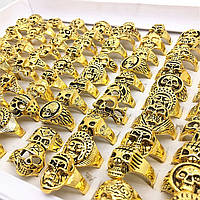 Набор колечков с черепами 10 шт. Кольцо золотое золото. Золотое кольцо в форме черепа. Кольца с черепами