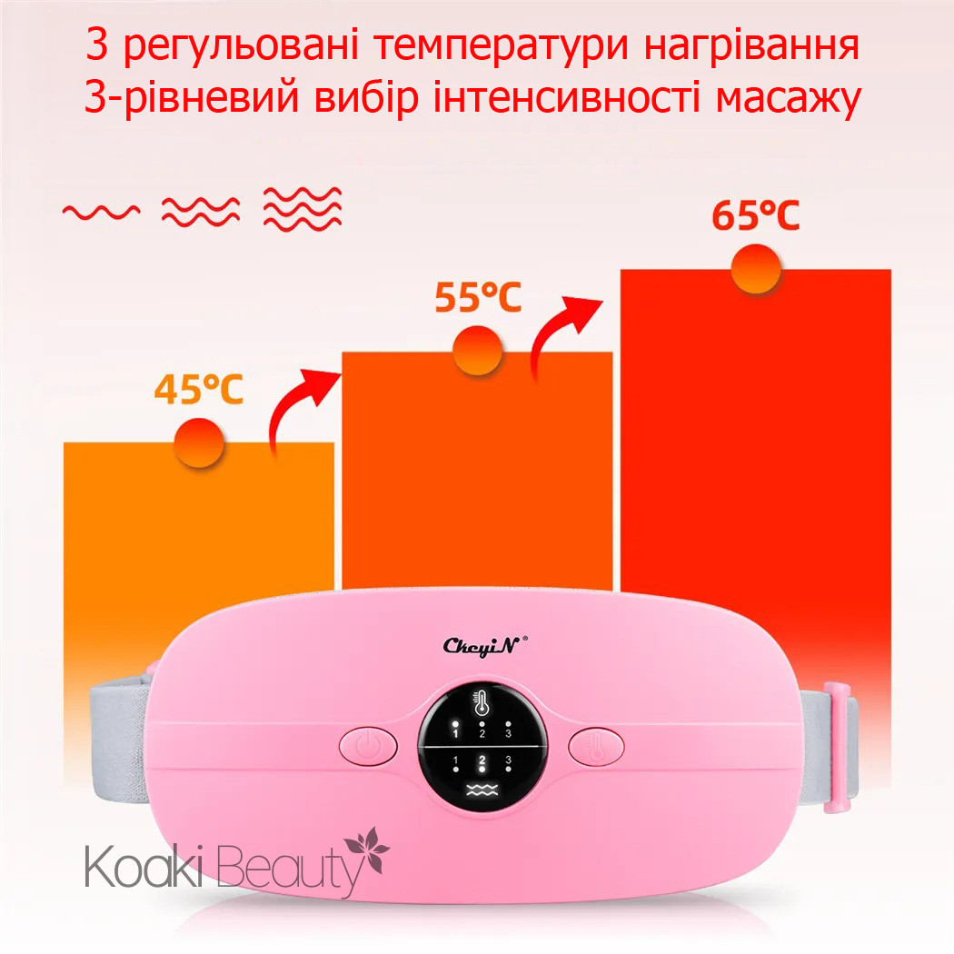 Беспроводная грелка массажер с 3 уровнями нагрева и 3 режимами вибрационного массажа CkeyiN Розовый - фото 5 - id-p2042855462