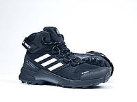 Мужские зимние кроссовки на меху Adidas Адидас Terrex, черные с белым. 41