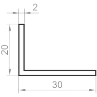 Куточок алюмінієвий різнобічний 30x20x2 анодований