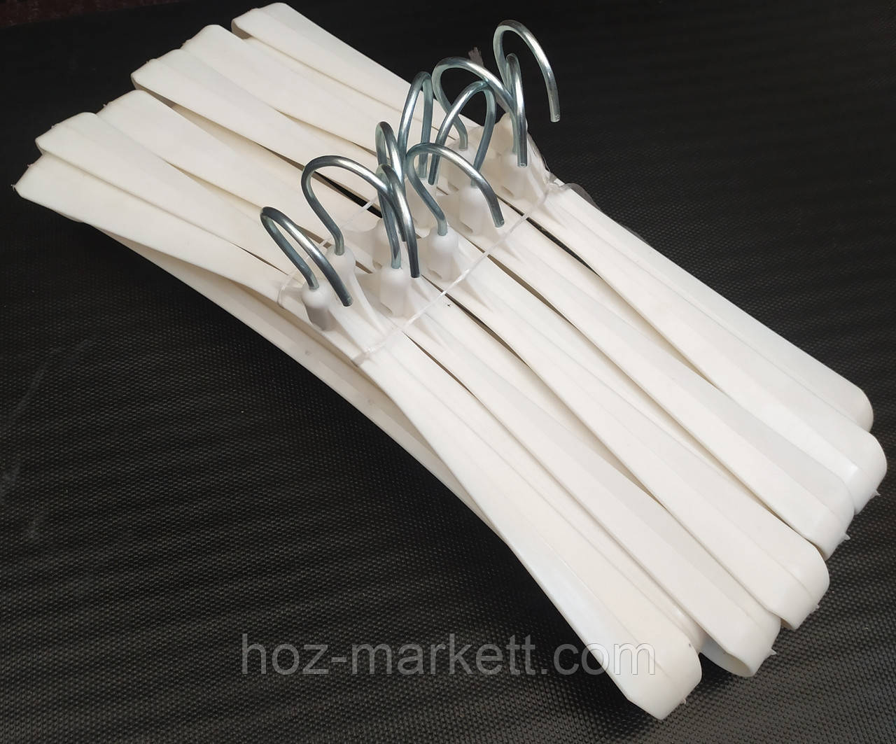 Вішалки плічка (тремпеля) широкі з залізним поворотним гачком білі, фото 1