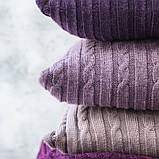 Подушка в'язана Vividzone КЛАСИК 40*40 пудра, фото 2